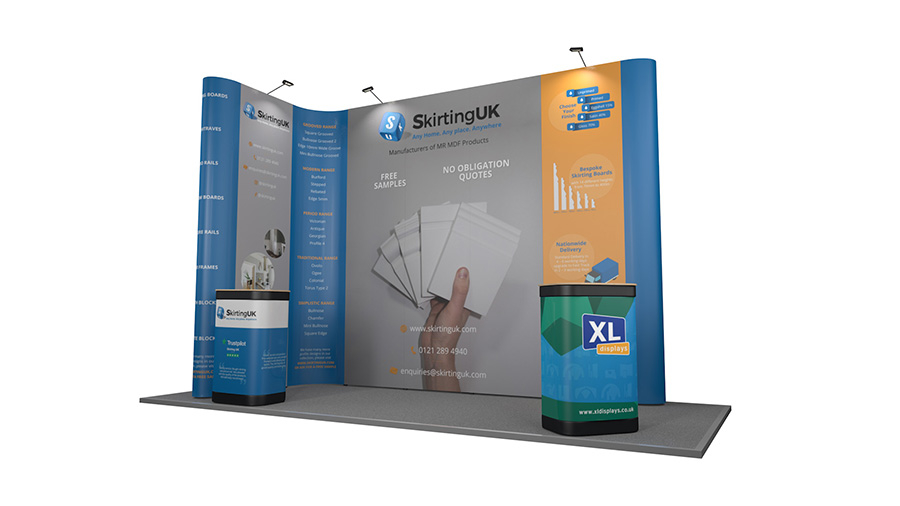 5m x 2m Linked Pop Up Exhibition Stand - Suitable For Use in Left or Right Hand Configuration